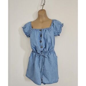 Guess Blue Jean Shorts Romper Light Weight Denim Size L